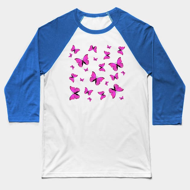 Pink butterflies print Baseball T-Shirt by rlnielsen4